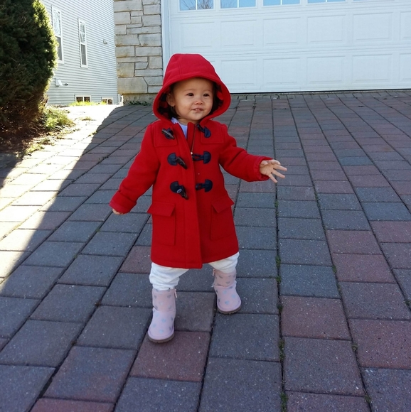 Baby gap girl red toggle wool zip coat - Picture 4 of 4